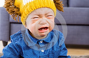 Asian baby boy crying