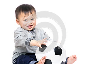 Asian baby boy with soccer ball