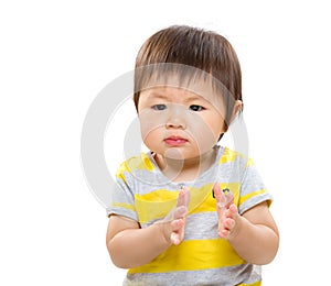 Asian baby clap hand