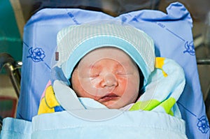 An Asian baby girl,cute face Sleep well with cover the blanket