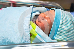 An Asian baby girl,cute face Sleep well with cover the blanket