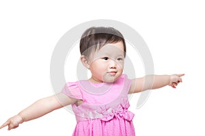 Asian baby girl open arm