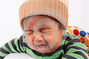 Asian baby sad and crying