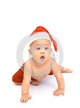 Asian baby Santa claus