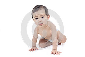 Asian baby on a studio white background