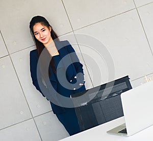 Asian beautiful business woman smile so happy