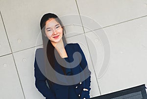 Asian beautiful business woman smile so happy