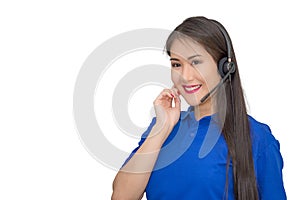 Asian beautiful woman,customer operator helpline service center,staff support sale with headset,call center telephone,