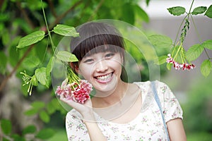Asian beauty with flowers