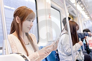 Asian beauty in MRT carriages