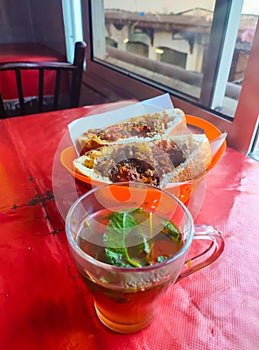 Asian Beef noodle bowl with spinach