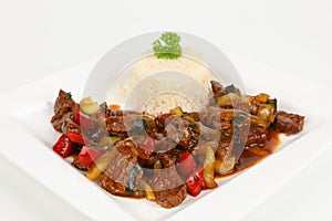 Asian beef with teriyaki sauce