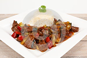 Asian beef with teriyaki sauce