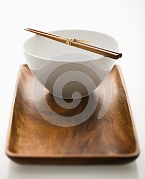 Asian bowl on tray.