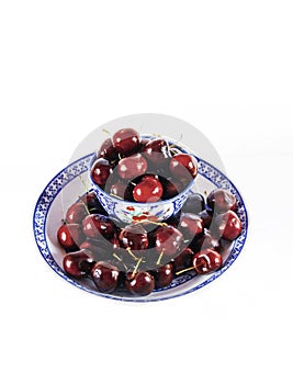 Asian Bowls with Red Cherries