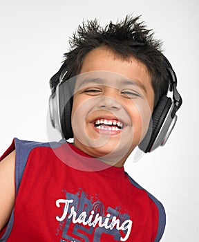 Asian boy with headphones