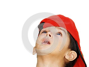 Asian boy with red hat