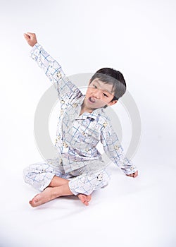 Asian boy stretch oneself