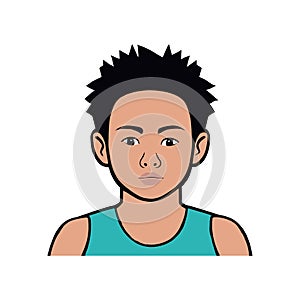 Asian boy teenager face flat portrait vector logo