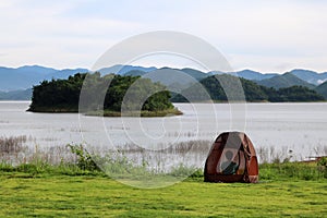 Asian Buddist people are prays meditations in the mesh dome or t