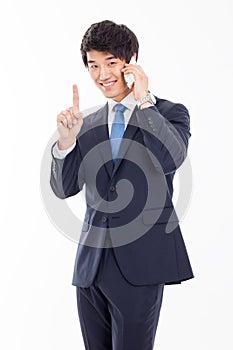 Asian business man with cellphone.