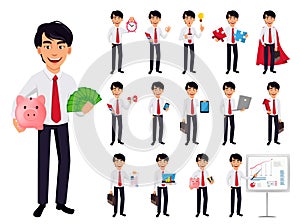 Asian business man, concept of cartoon character