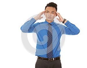 Asian business man headache