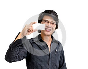 Asian business man showing namecard