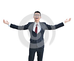 Asian Business man smiling isolated on white background, clipping path inside