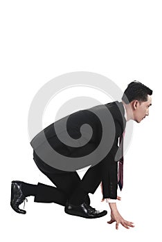 Asian Business Man Start Running