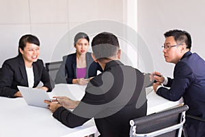 Asian business people in room meeting,Team group discussing together in conference at office
