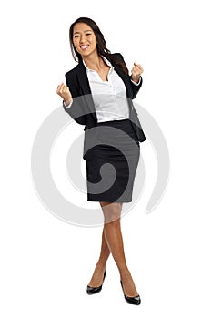 Asian Business Woman cheering success