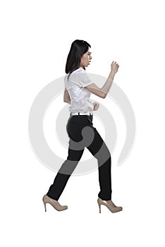 Asian business woman doing fight stance