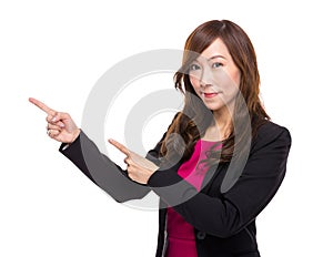 Asian business woman with finger point out
