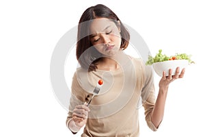 Asian business woman hate salad