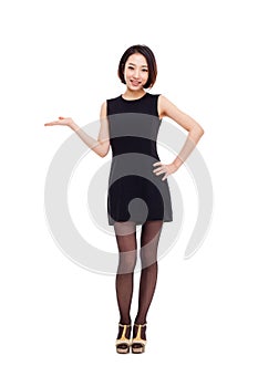 Asian business woman indicate blank space