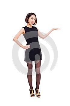 Asian business woman indicate blank space