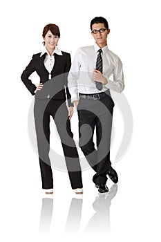 Asian business woman and man