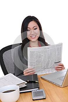 Asian Business Woman Reading