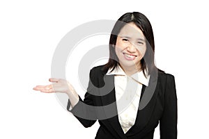 Asian business woman smile introduce