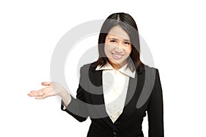 Asian business woman smiles