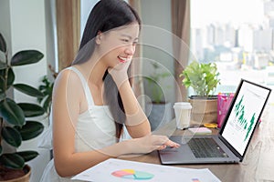 Asian business woman working in home office