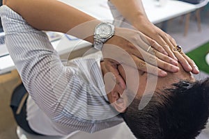 Asian businessman feel tired and exhausted