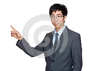 Asian businessman with finger point out
