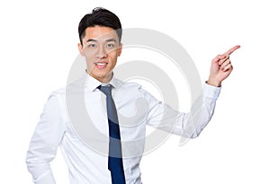 Asian businessman with finger point up