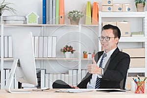 Asian businessman at office