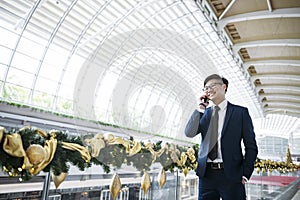 Asian businessman on the phone