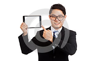 Asian businessman point to tablet pc