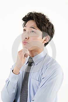 Asian businessman worry something