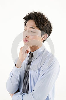 Asian businessman worry something